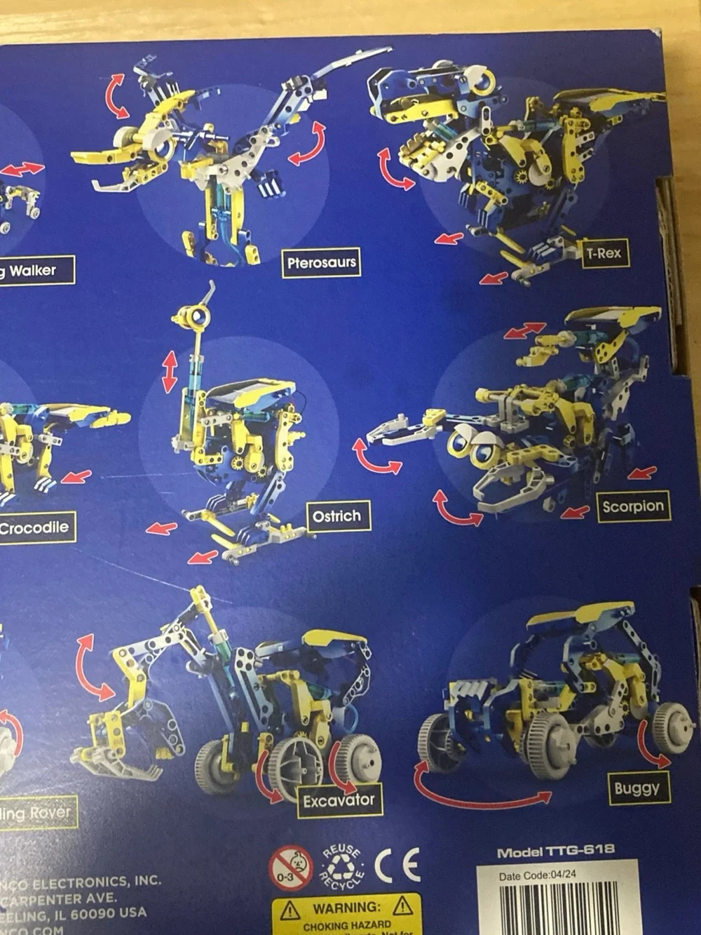 Yeti-Rex 12 Solar Hydraulic Robot Building Kit – Blue & Yellow STEM Toy
